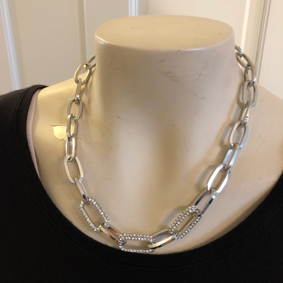 Chain Pave Crystal silver tone necklace - Picture 4 of 7